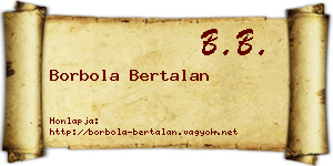 Borbola Bertalan névjegykártya